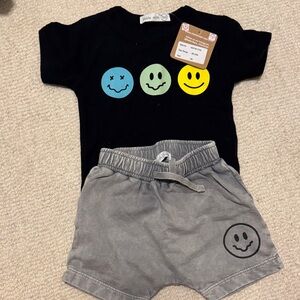 Little Mish Black and Gray Smiley Set